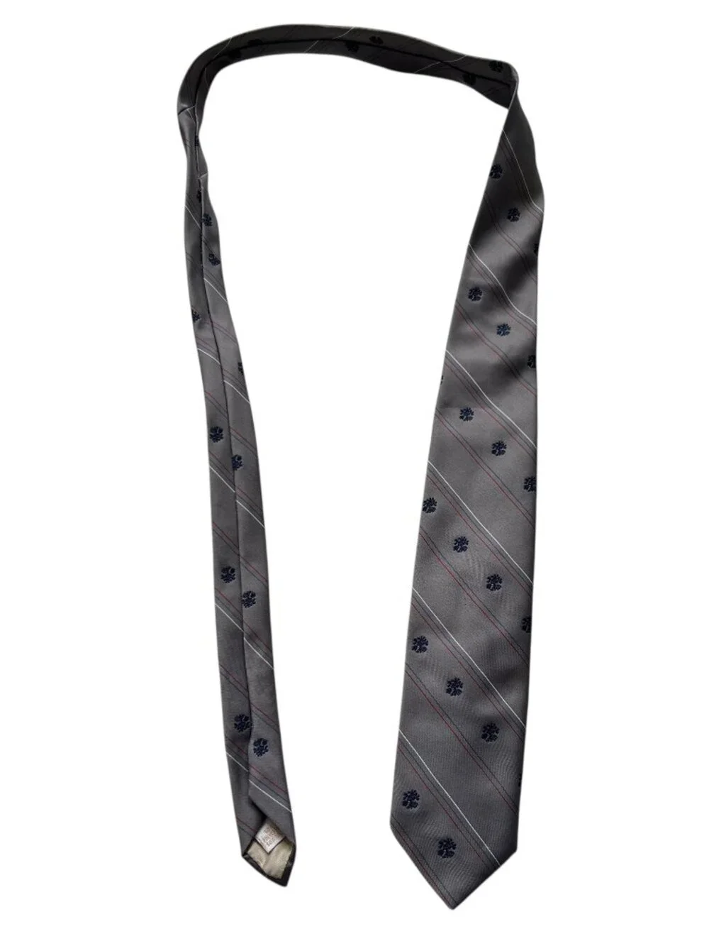 Givenchy Gentlemen Paris tie gray thin stripes red white necktie